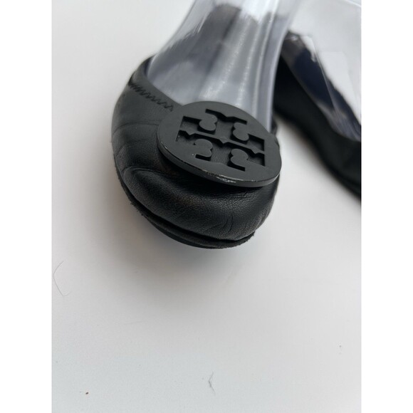 Tory Burch Matte Black Minnie Travel Ballet Flats Womens 6.5 Worn See Pics - Picture 5 of 11